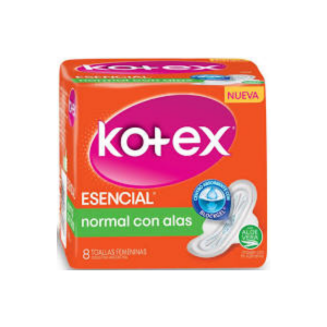 Toallitas Kotex esencial Normal con alas 8 uni